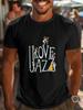 I Enjoy Jazz MusicShort Sleeve TShirts for Unisex Prints for Spring and Summer Casual Loose Pure Cotton Vintage Classics Shirts