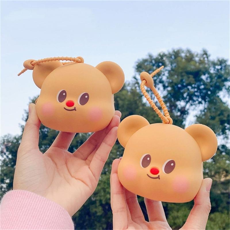 Silicone Butter Bear Keyring Case Multifunctional For Small Items USB Drive Everyday Use Bag