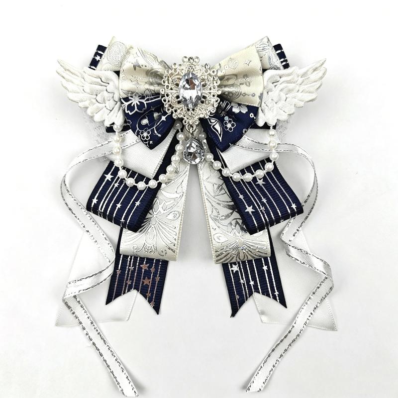 3D Wing Rhinestone Bow Ornament Shiny Ribbon Bow Decorative Bow For DIY Handmade Bag Cosplay Backpack Clothing Daily Decor темно-синий