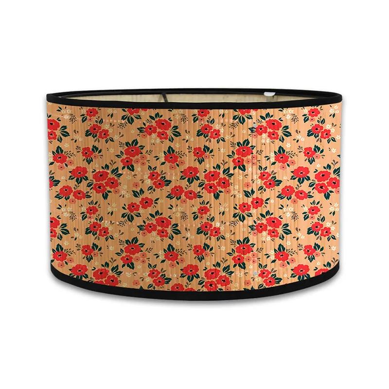 Japanischer Retro-Stil Bambus Lampenschirm Moderner Schlichter Blumenmuster Lampenschirm Ferienhaus Kronleuchter Lichtabdeckung Wandlampenschirm