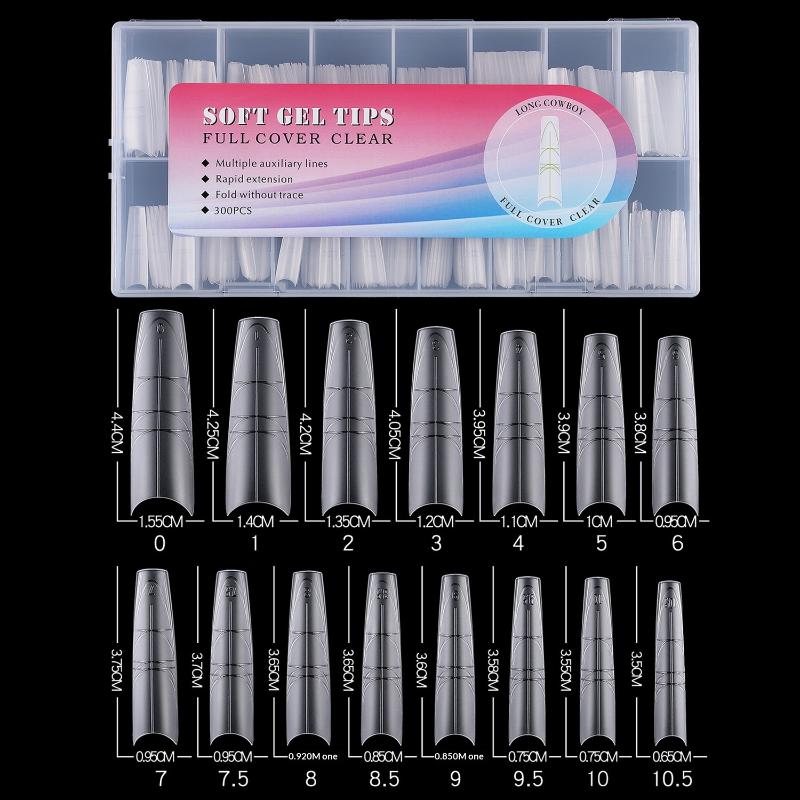 240Pcs Coffin Stiletto Trapezium Soft Gel Nail Tips With Auxiliary Lines Innovative Press On Nails Multifun Full Cover Fake Nail