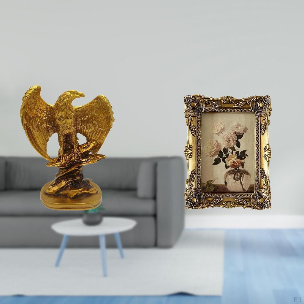 Majestic Sculpture And Vintage Photo Frame Ornament Decorative Artwork for Home Office Tabletop