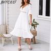 BITCED Spring/Summer Women's Fashion Deep V-Neck Lace Patchwork Dress