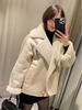 2025 Autumn/Winter Women's Lapel Shearling Suede Fleece-lined Warm Coat A14063