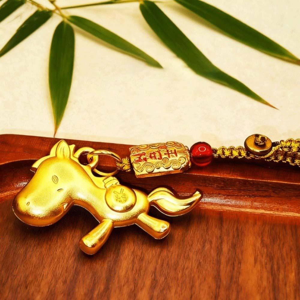 Wealth Chinese Zodiac Key Ring Vintage Weaving Key Chains Lucky Horse Bag Pendant  Women Men