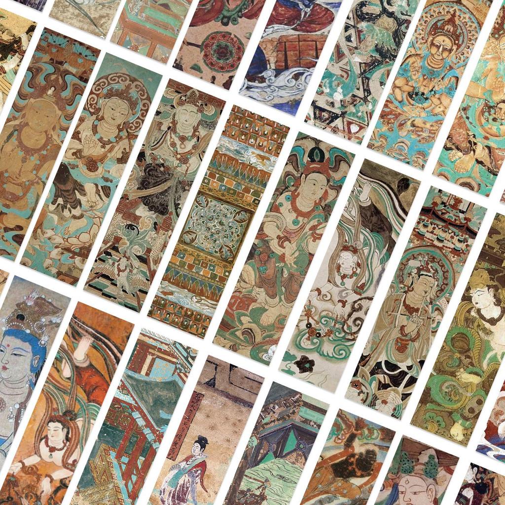 30 Pictures of Meet Dunhuang Series Simple Hand-door Literary and Creative Materials Ins Reading Paper Bookmark DIY