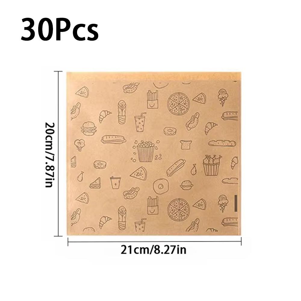 30Pcs Waterproof Oil-proof Paper Bag Non-stick Baking Paper Food Packaging Bag  Kitchen Accessories
