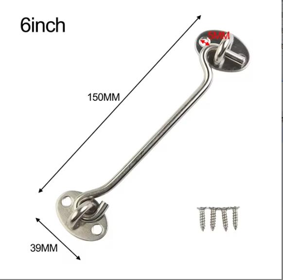 Latch Lock Cabin Hook Holder Cabin Hook Catch Holder Crescent Door Eye Latch Silent Window Lock Stainless Steel