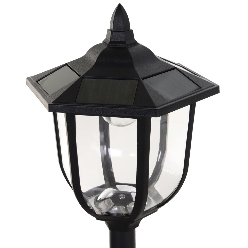 Outdoor Solar Floor Lamp, LED Lantern, 60 Lumens, 26 x 26 x 177 cm, Black
