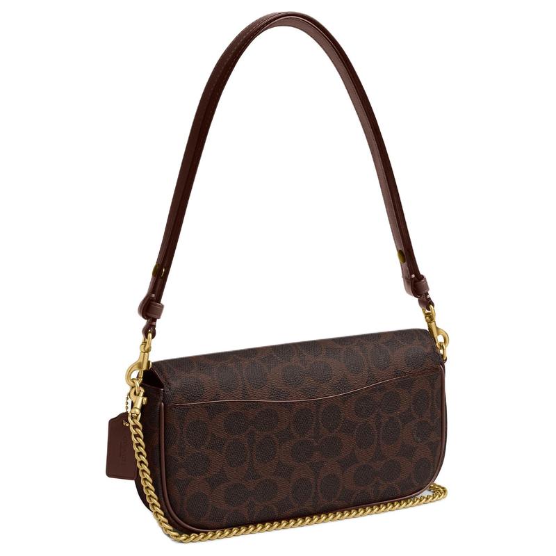 Coach BROOK 24 Brass-colored Metal Hardware Hand-held Crossbody Bag, Artificial Leather, Shoulder Bag, Medium Size, Women's Maple Brown