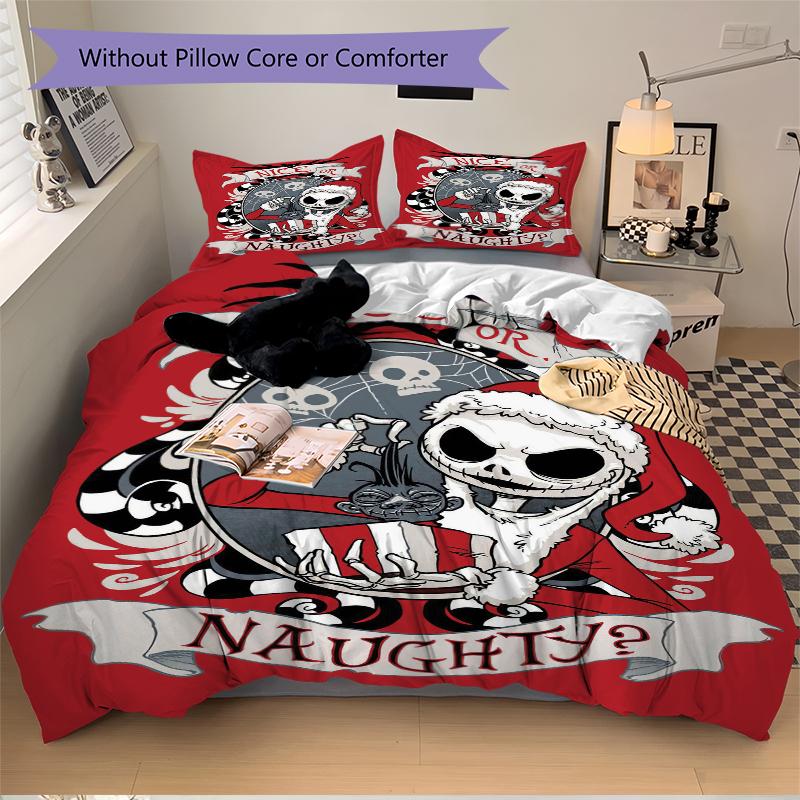 3Pcs Nice Naughty Christmas Bedding Set Quilt Cover Pillowcase Home Christmas Xmas Halloween Gift 1 Duvet Cover 2 Pillowcase M924511