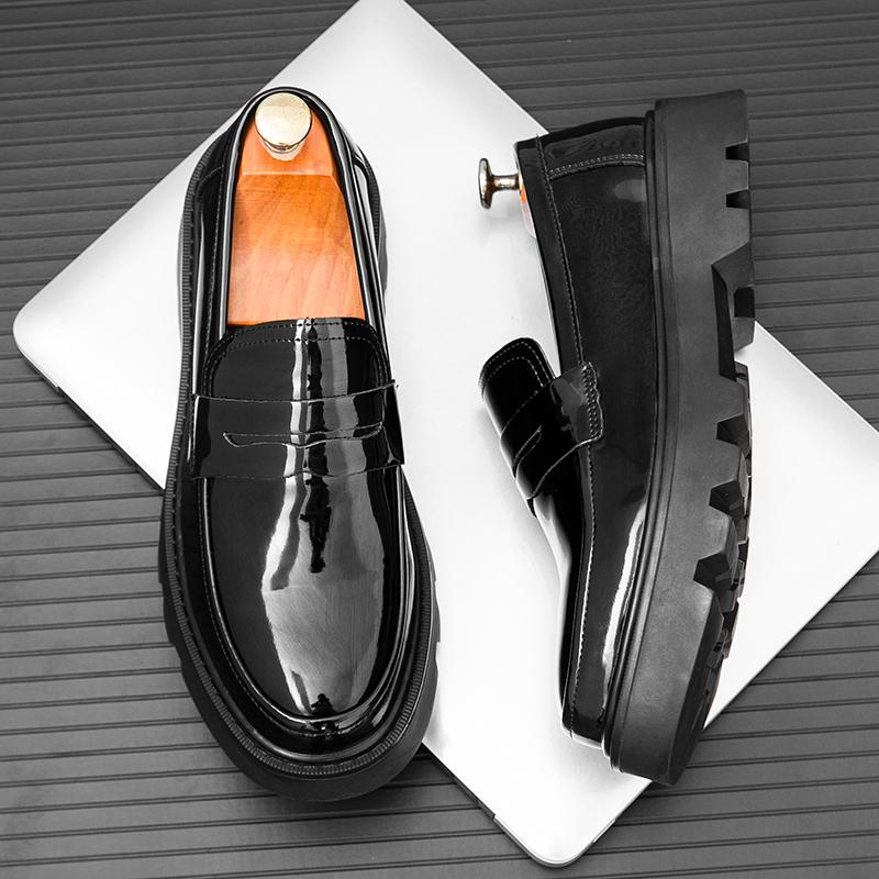 Men Formal Shoes PU Thick Soled Wear-resistant Big Toe Shoes European and American One Foot Casual Business Loafers Size 38-46