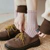 5Pairs Patchwork Checkered Cotton Socks Elastic Grids Socks Cozy Women Tube Sock  Gift