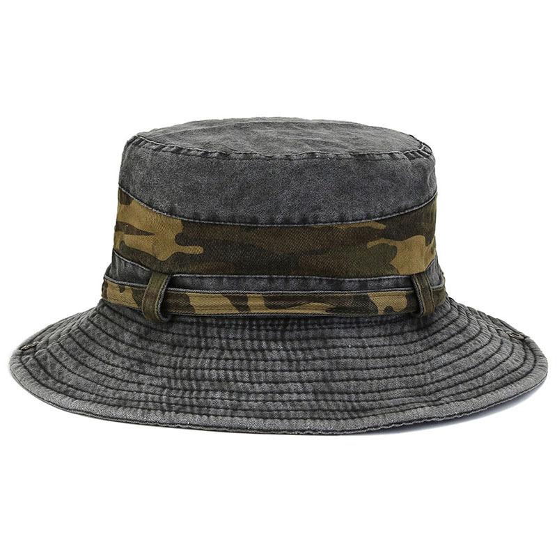 Spring and Summer Men's Bucket Hat Cotton Washed Foldable Shade Hats Casual Outdoor Camping Hat Hiking Hats