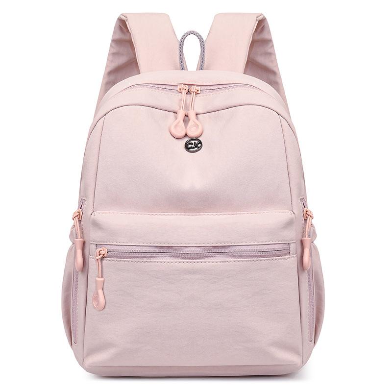 New Double Shoulder Schoolbag Korean Version Casual Simple Versatile Lightweight Backpack Solid Color Large Capacity Commuter Bag Double 
