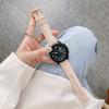 Black Vegan Leather Watch Band With Silver Buckle For Samsung Galaxy Watch3 41mm, Adjustable Replacement Wrist Strap