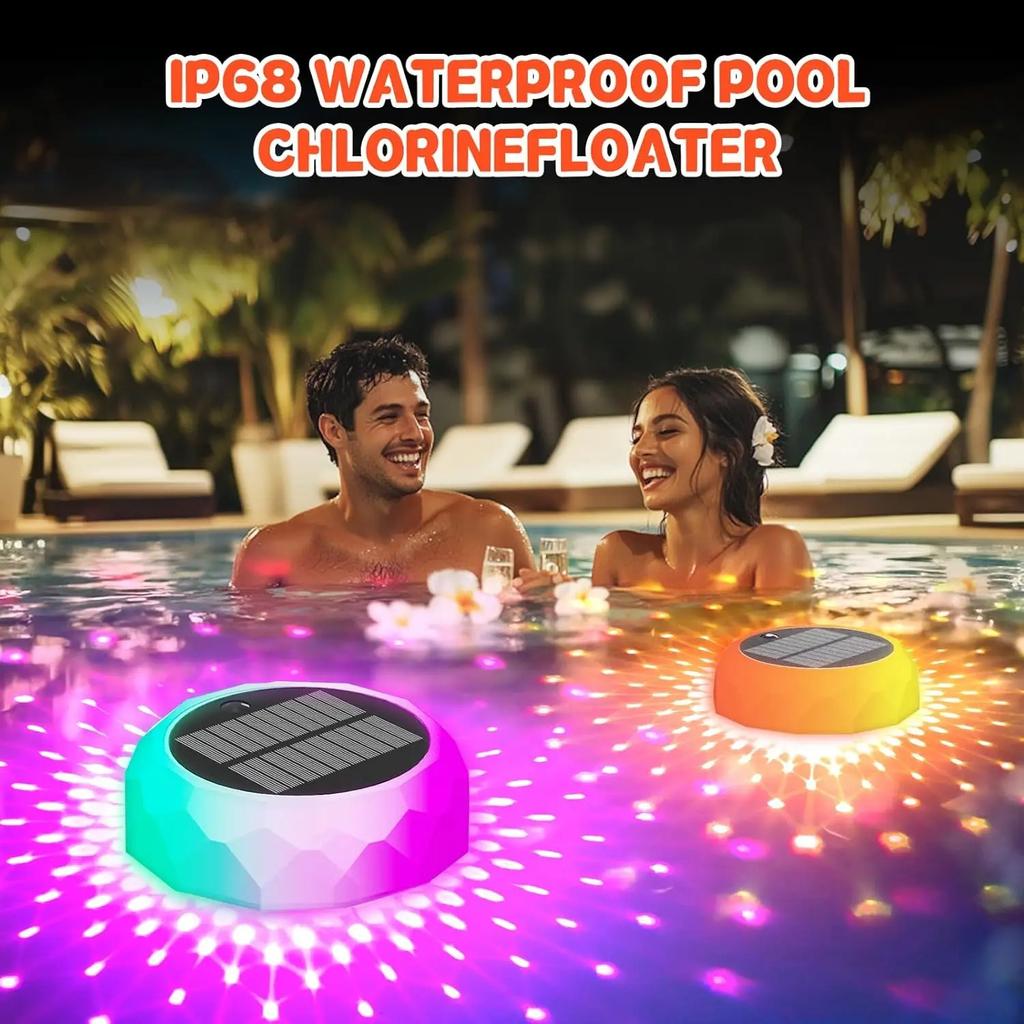RGB Pool Lamp Solar Powered Lighting Remote Control LED Pood Decor Lights for Swimming Pool Garden Pood or Lawn