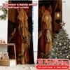 2D FLAT PRINTING 2pcs Curtains (Without Rod) Horses In Barn Doors Holiday New Year Printed Curtains Polyester Easy Install