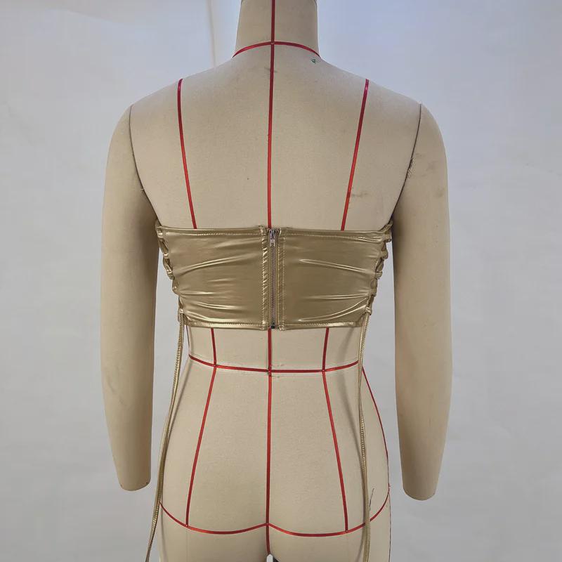 2024 Frühjahr/Sommer Tube-Top mit metallischen Trägern: Sexy Korsettweste im europäischen und amerikanischen Stil für Damen
