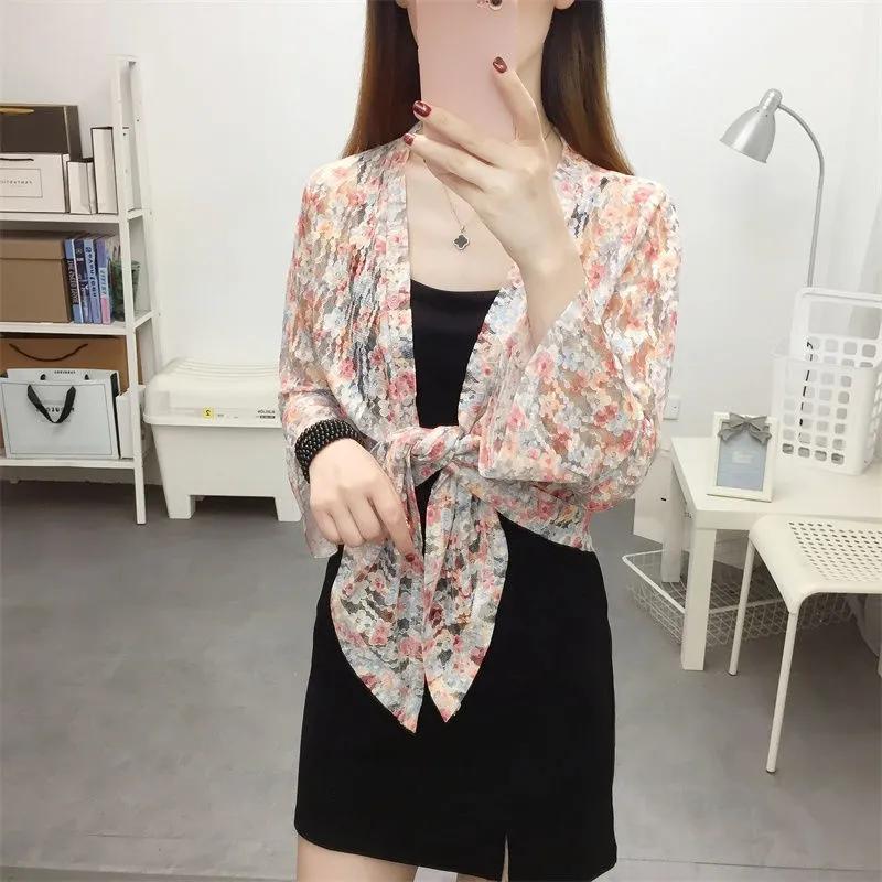 WTEMPO Květinové Potištěné Neformální Jednobarevná Krajka Krém na opalování Šály Kabáty Dámské Jaro Léto Neformální Všestranné Tenké Prodyšné Cardigany