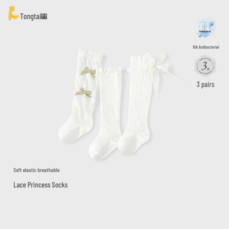 TONGTAI Baby Girl Bowknot Mesh Long Socks 6-12 Months