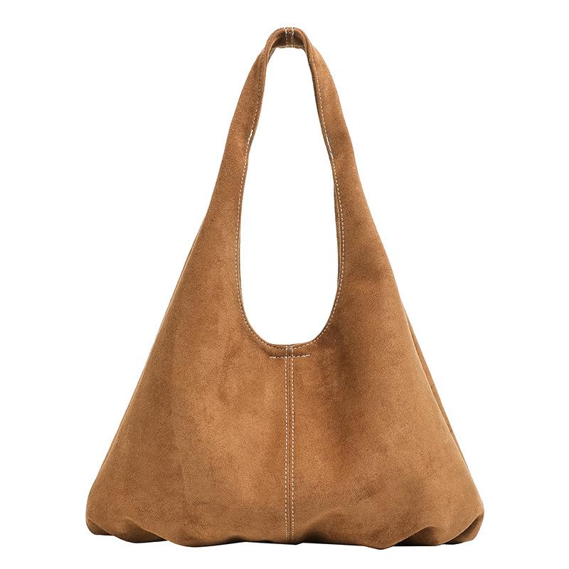 

New Retro Suede Simple Casua Top Handle Bag Women Fashi Lazy Tote Shoulder Bag Comfortable and Versatile Texture Commuting Bag коричневий
