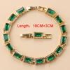 African  Gold Plated Bracelet Bangle Ring Trendy Green Zircon Jewelry Sets Necklace Clip Earrings For Women Gift
