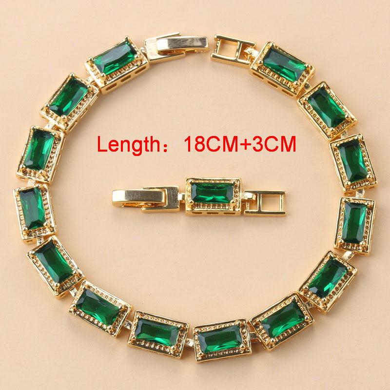 African Gold Plated Bracelet Bangle Ring Trendy Green Zircon Jewelry Sets Necklace Clip Earrings For Women Gift