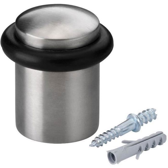Butée De Porte - INOFIX - Modèle À Vis - Acier Inox - Ronde - Joint Caoutchouc