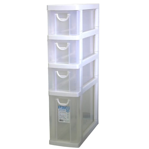 Heiwa Industrial Slim Kitchen Storage Unit, 4 Tiers, 301, Ivory