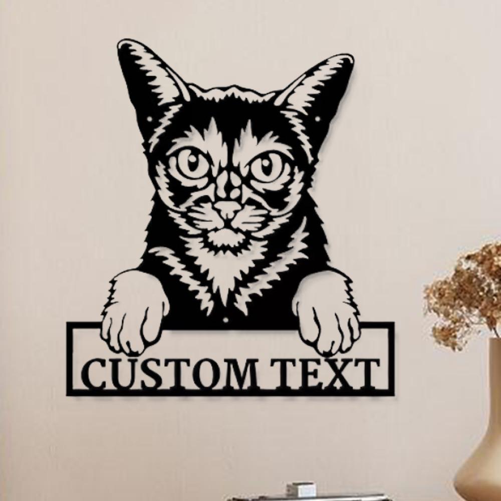 Abyssinian Cat Metal Wall Art Personalized Name Sign Home Decor