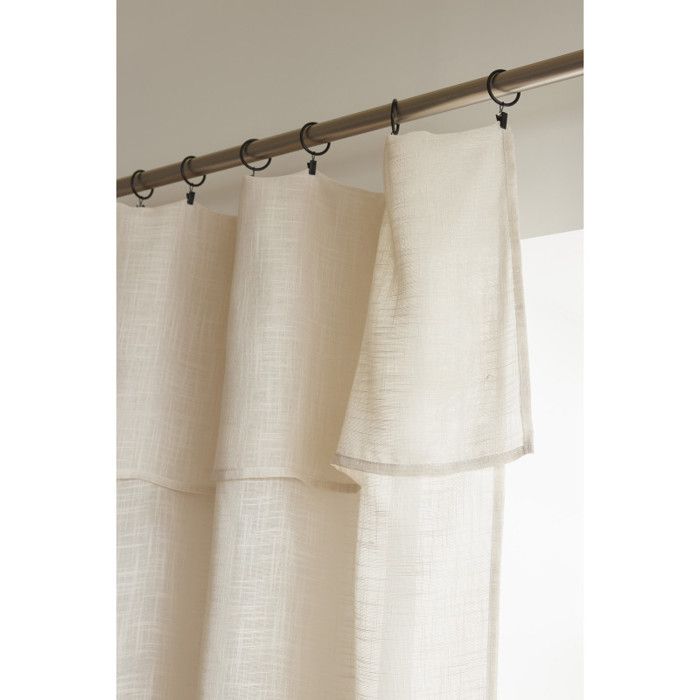 Voilage ajustable + 8 anneaux pince 140 x 270 cm Polyester effet lin "Nia" Le fil d'Ariane - Sable