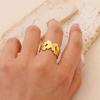 Butterfly Ring for Women Gold Plated Stainless Steel Butterfly Opening Ring Hypoallergenic Wedding Christmas Jewelry