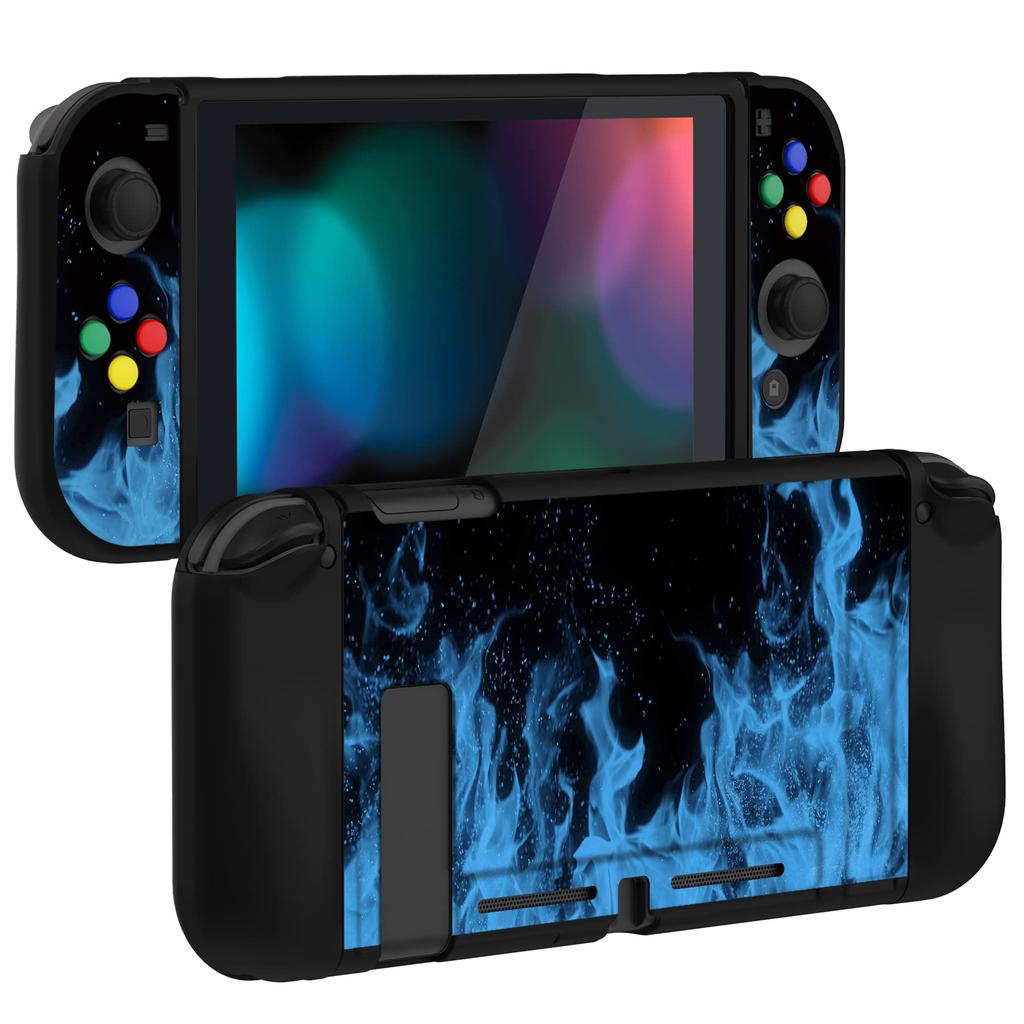 Protective case for PlayVital soft TPU slim case cover for Switch with colorful ABXY button caps Switch, [Blue frame]