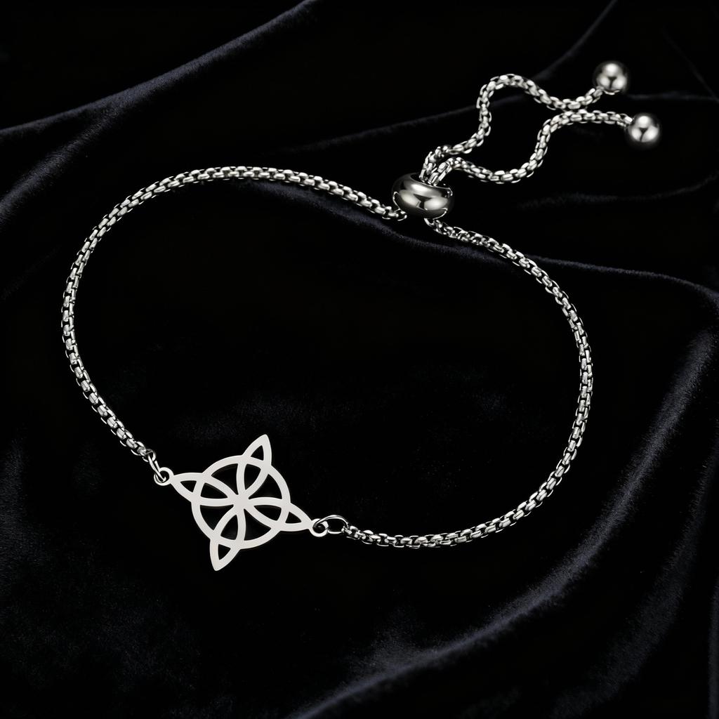 LIKGREAT Celtics Knot Bracelet Witchcraft Witch Knot Bracelets Good Luck Amulet Adjustable Chain Stainless Steel Jewelry Gift