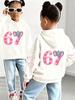 Kids Cute Donut Hoodie Cartoon Dessert Print Boys Girls Long Sleeve Pullover Sweatshirt Sweet Food Graphic Casual Tops Spring