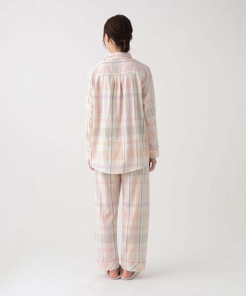 Afternoon Tea Living Set JP11 Check Double Gauze Pajama Pink Pajama/Loungewear Set,