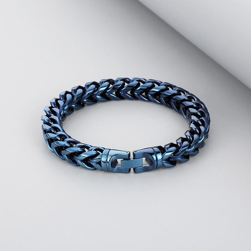 Rainbow Bbracelet 10mm Hip Hop Herringbone Chain Bracelet for Men Rock 316L Stainless Steel Multicolour Motorcycle Party Jewelry