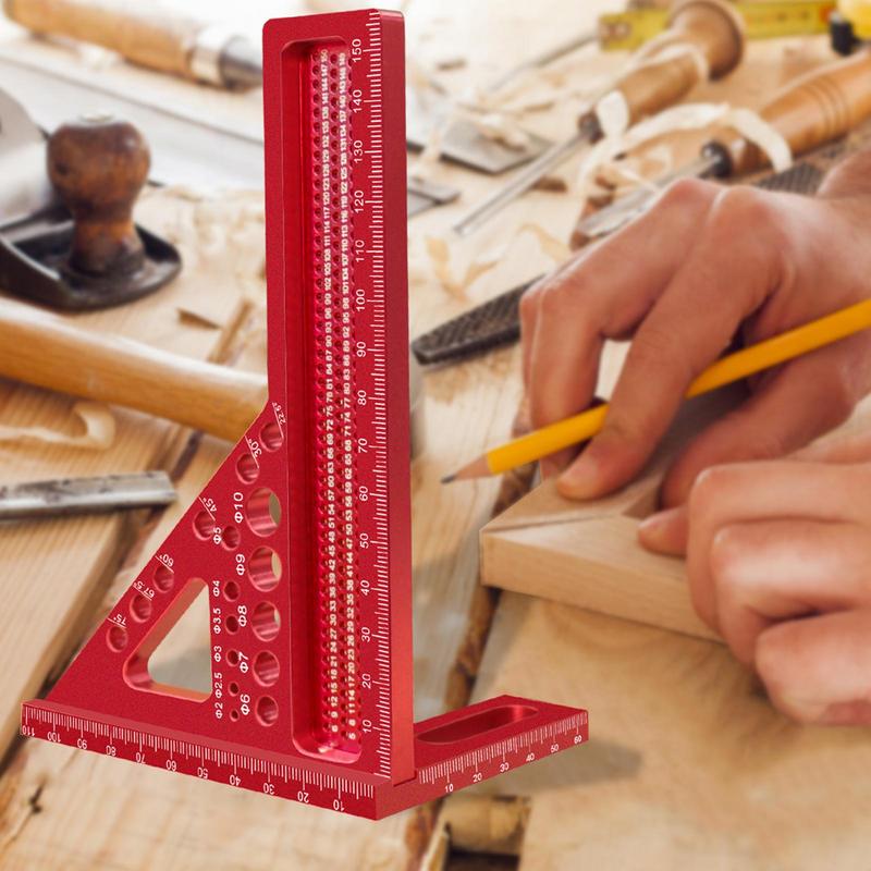 Woodworking Triangle Ruler 3D Triangle Ruler Multi-Angle Aluminum Measuring Ruler Miter Layout Square Protractor High Precision