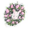 Easter Bunny Wreath Hanging Artificial Decorative Easter Wreath with Eggs for Spring Front Door