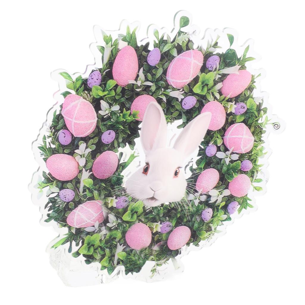 Easter Bunny Wreath Hanging Artificial Decorative Easter Wreath with Eggs for Spring Front Door