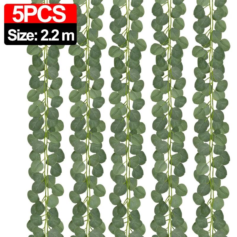 2.2M Artificial Eucalyptus Garland Green Artificial Bulk Eucalyptus Vine Plant for Wedding Arch Wall Household Garden Decoration