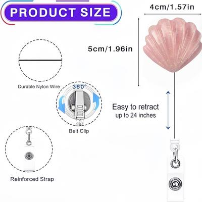 Id Lanyard Clip Sparkling Scalable Badge Scroll Retractable Badge Reel Cute Name Tag Holder For Office Birthday Party Wedding