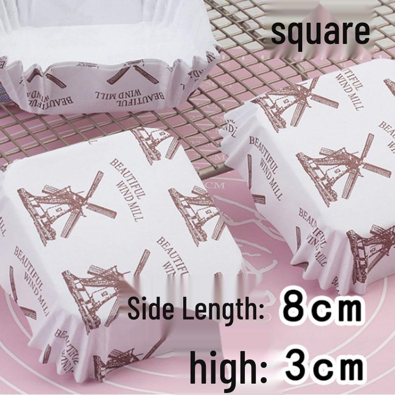 Heat-Resistant Non-Stick Cake Paper Cups, Disposable Boat-Shaped Liners, Oil-Proof Rectangular Baking Mats