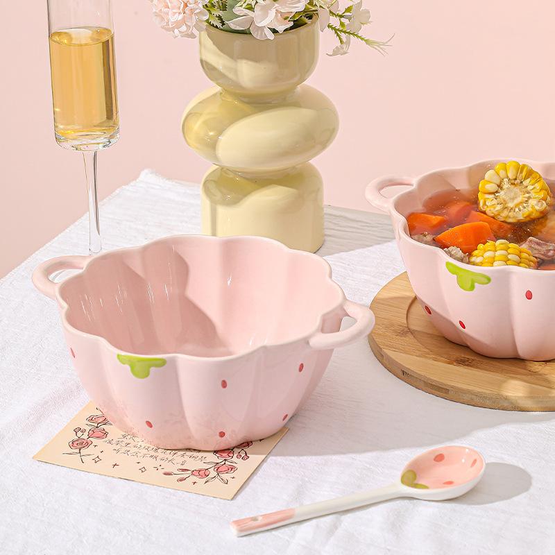 Underglaze Color Ceramic Tableware Set Bowls Plates Spoons Forks High Aesthetic Salad Dessert Dishes