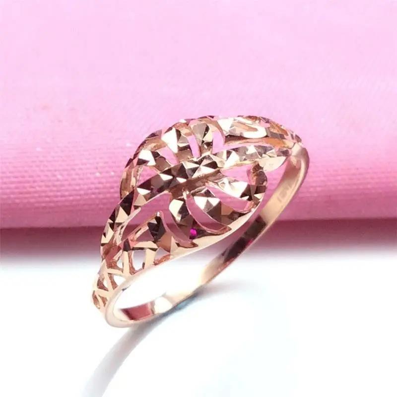 Purple Gold Hollow Car Flower Ring Cold Wind Rose Plated Rose Gold Wave Pattern Ring Jewelry Women
