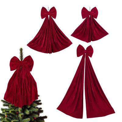 Vánoční mašle špička na stromek ozdoba vínová sametová mašle na věnec vánoční závěsná stuha dárkové mašle pro sváteční domácí nástěnnou venkovní party dekoraci
