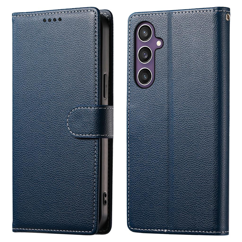 For Samsung Galaxy S25 Stand Case Litchi Texture Leather Wallet Phone Cover Magnetic Snap