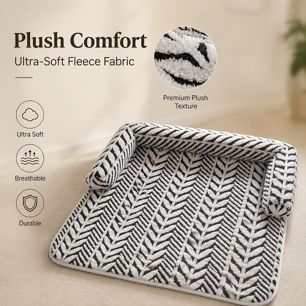 Black White Stripe Plush Pet Sofa Mat Cat Dog Bed Cushion Anti Slip Soft Warm Washable Pet Sleeping Pad