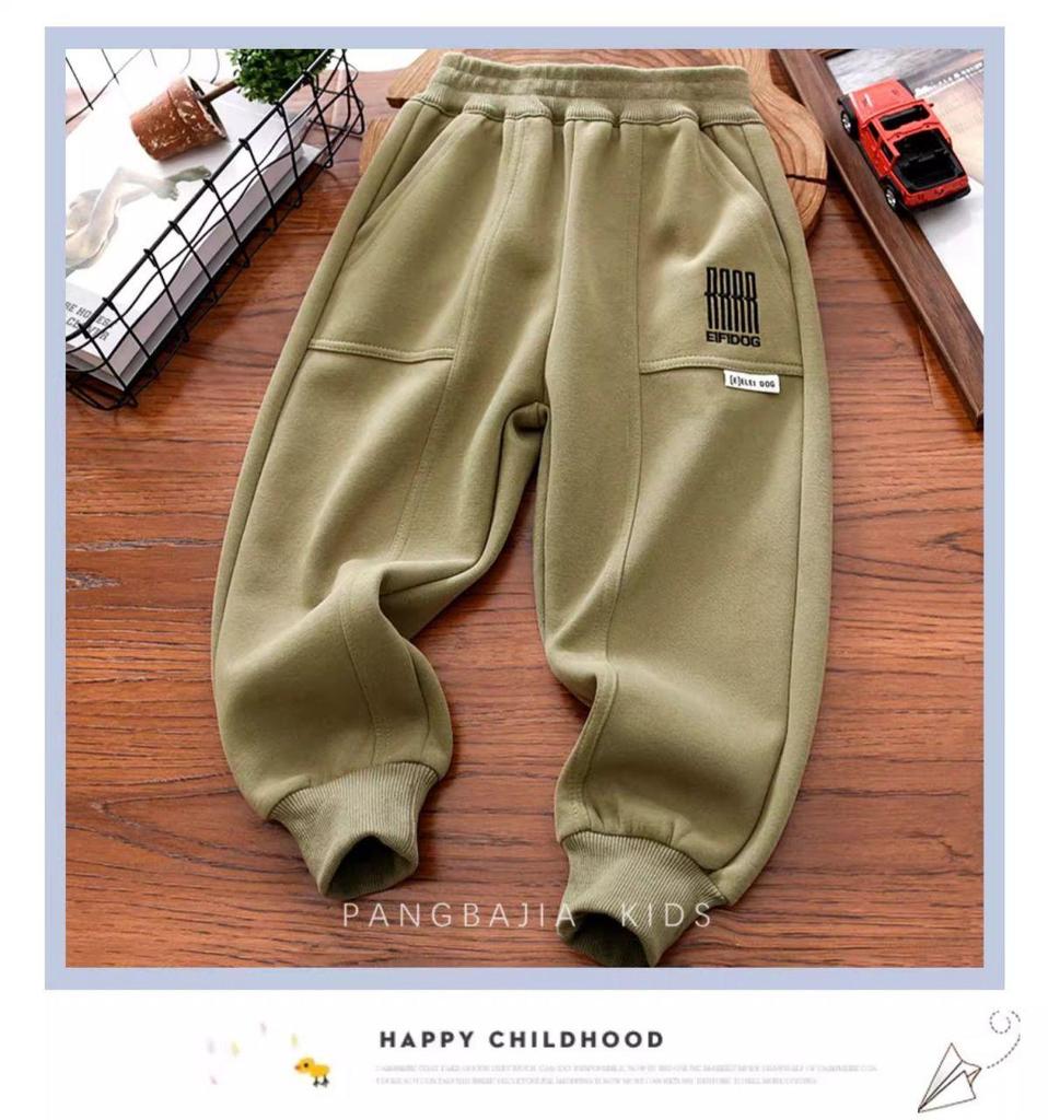 Boys' Plus Velvet Thickened Loose Sweatpants - Autumn/Winter 2025 Fashion